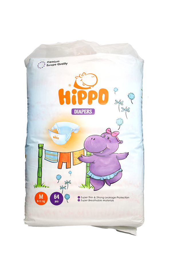 Hippo Baby Diaper Jumbo Tape M 611kg 64's LifePlus