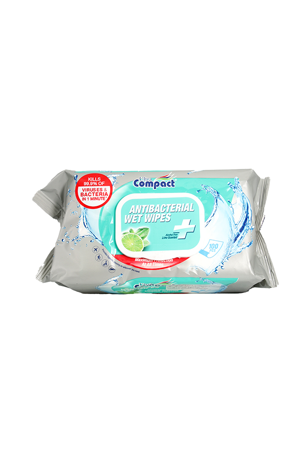 Ultra Compact Antibacterial Wet Wipes 100's LifePlus