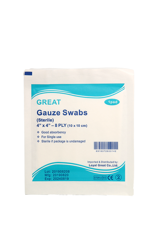 Great Gauze Swab (Sterile) 4"x4"x8 Ply LifePlus Pharmacy