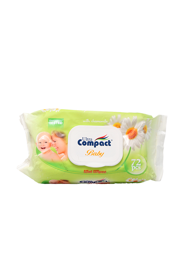 Ultra Compact Baby Wet Wipes With Chamomile 72's LifePlus
