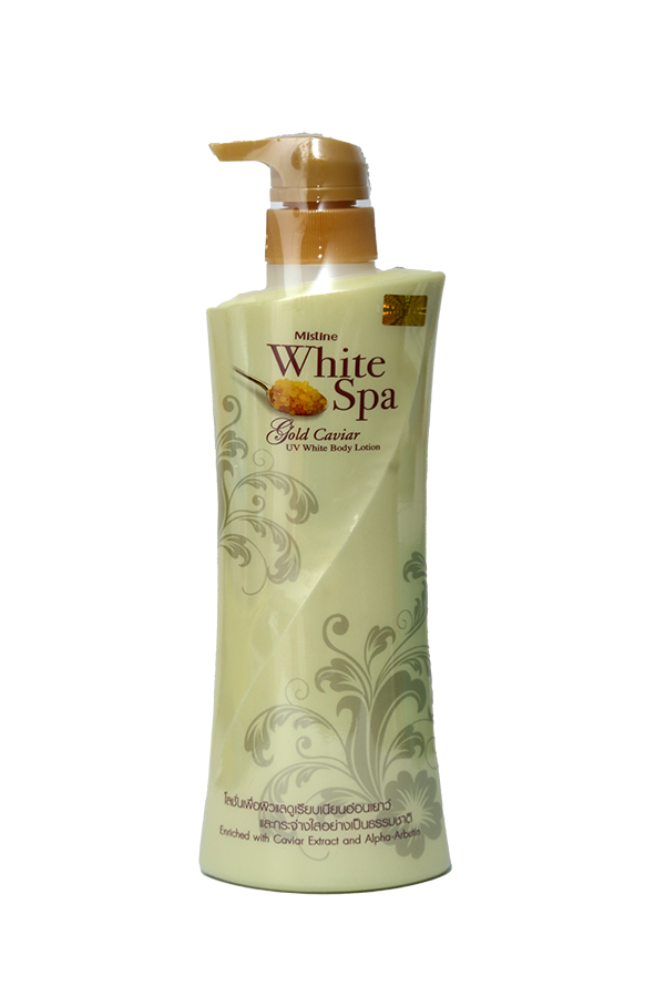 Mistine Body Lotion White Spa Gold Caviar UV White 400ml - LifePlus