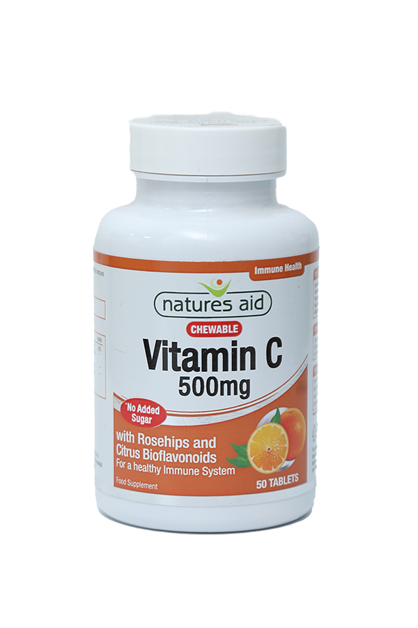 Natures Aid Vitamin C 500mg Chewable Tab 50's (Sugar Free) - LifePlus